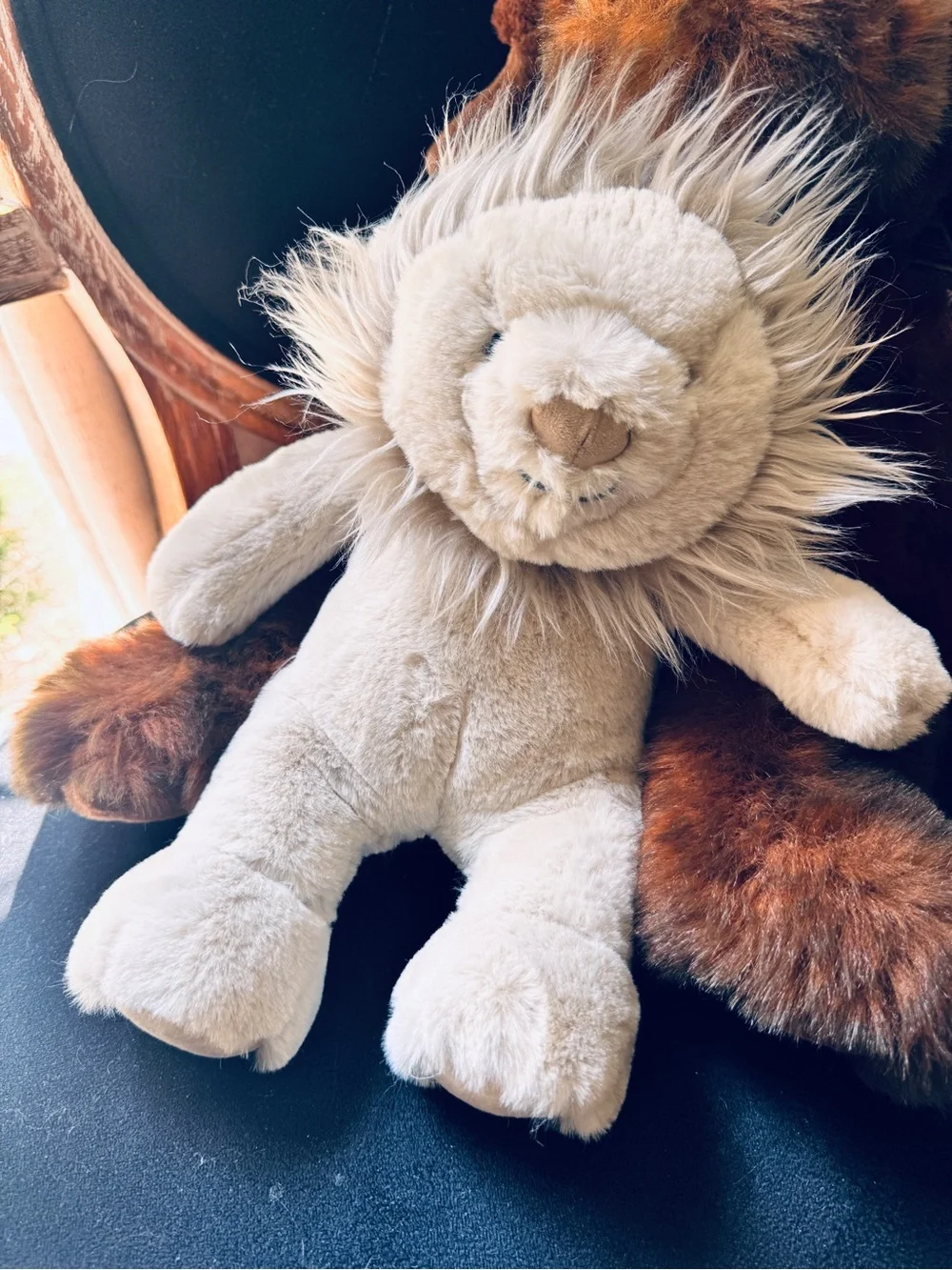 Pottery Barn Kids Cream Plush Lion with Fluffy Mane